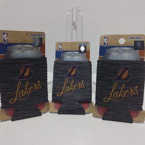 Kolder LA Lakers NBA Fan Beverage Insulator Can Holder Set‎ 3 New Grey Koozie